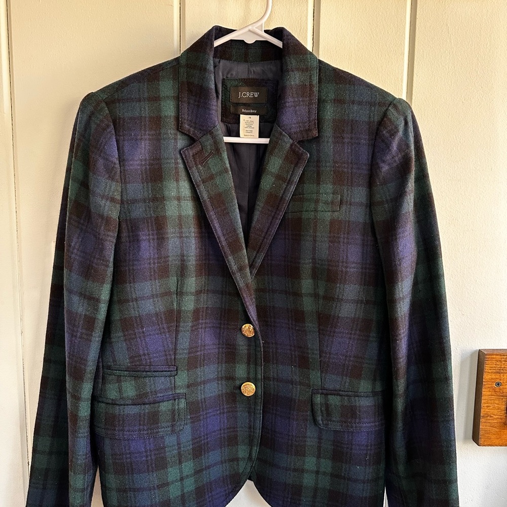 J. Crew Green and Navy Plaid Jacket